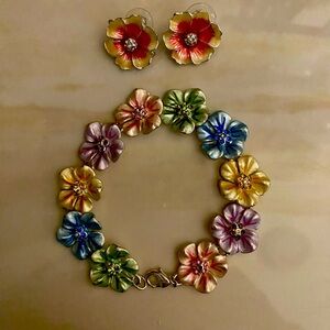 Premier Designs, Enamel Flower’s , Bracelet and earrings
